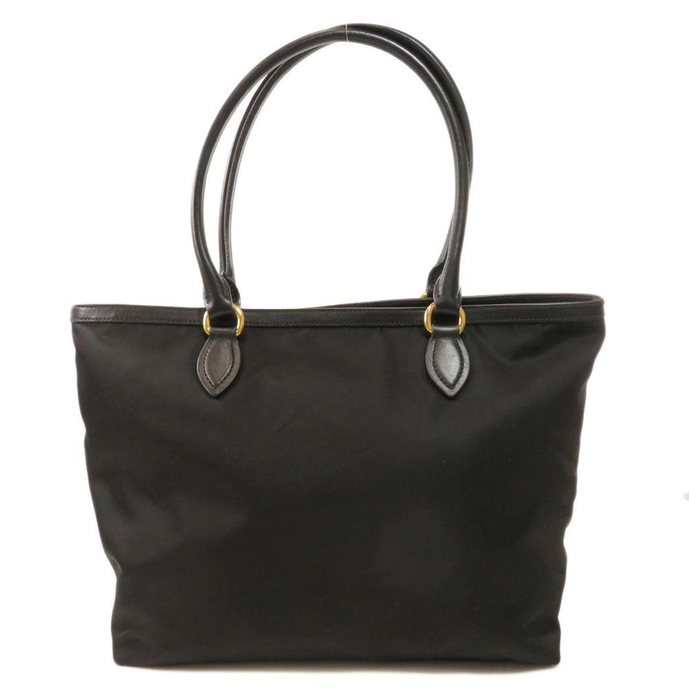 Prada double handles tote bag Black leather Tessuto rolled